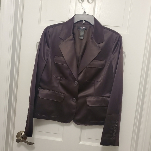 EC Axcess Liz Claiborne Brown Sateen Feel Blazer Size 14, Chic, City, Stylish - Picture 8 of 8